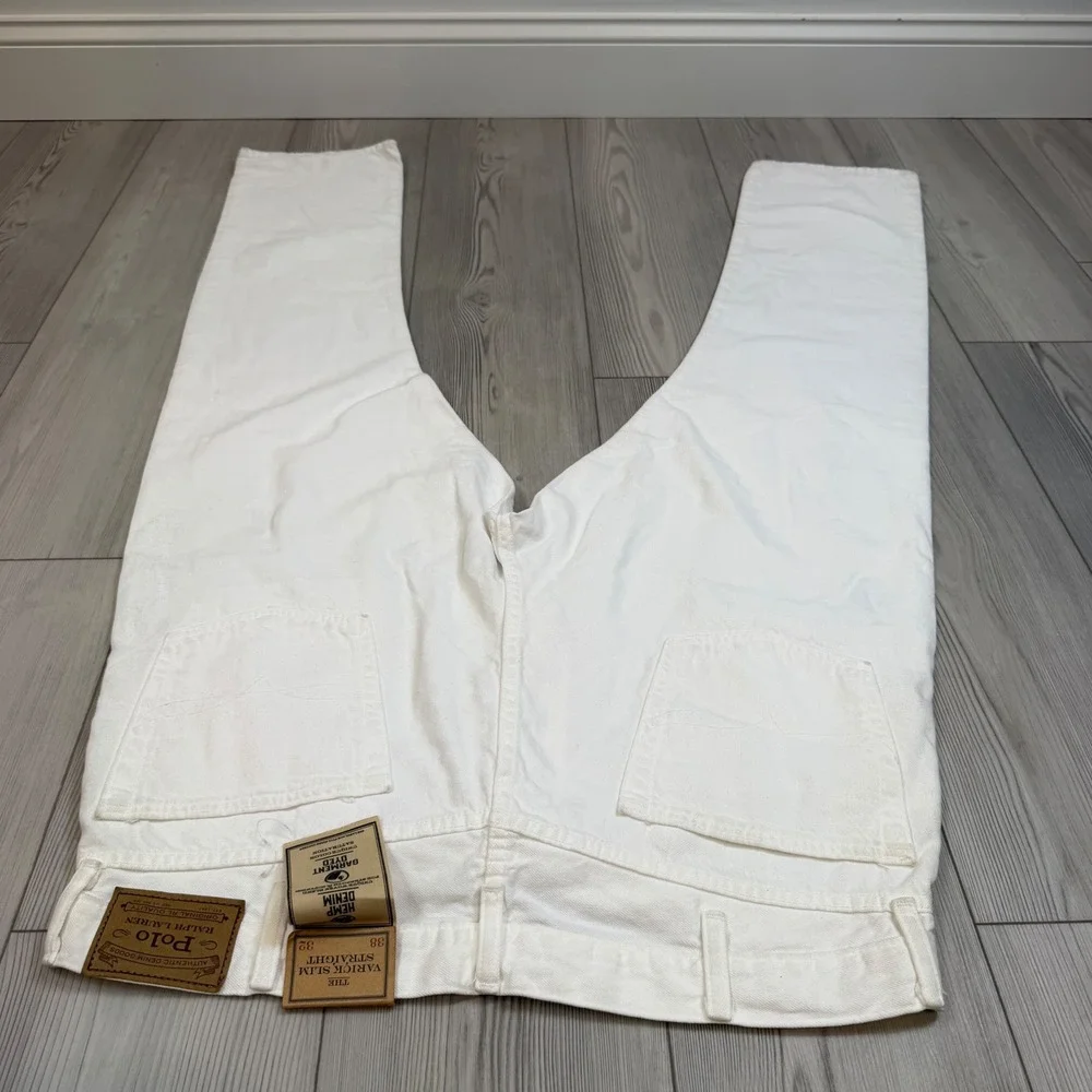Polo Ralph Lauren Varick Slim Straight Hemp Denim Jeans White 38x32 NWT